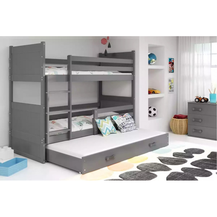 Poschodová posteľ Rico 3 trojmiestna 190cm x 80cm sivá